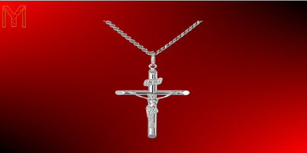 Amazon Essentials Mens Sterling Silver Crucifix Pendant Necklace